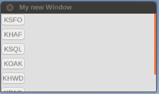 screen shot showing a simple ScrollArea-based Canvas widget for wrapping the PUI airport-list widget using ~10 lines of Nasal code