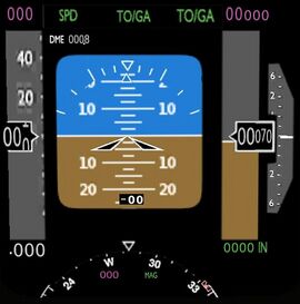 A possible layout for a PFD. See the picture below for the caption.