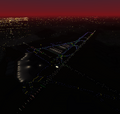 Hamburg airport with apron lights at night