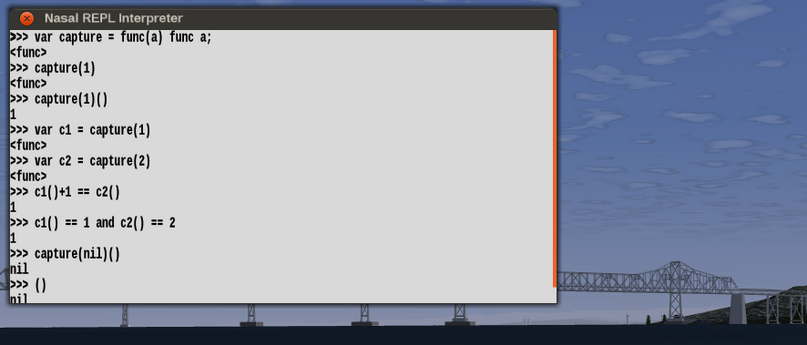 Showing a simple example of functional closures, with white styling.