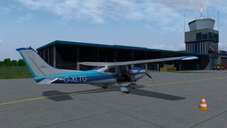 aircraft sitting on the apron of St. Gallen-Altenrhein/ Switzerland