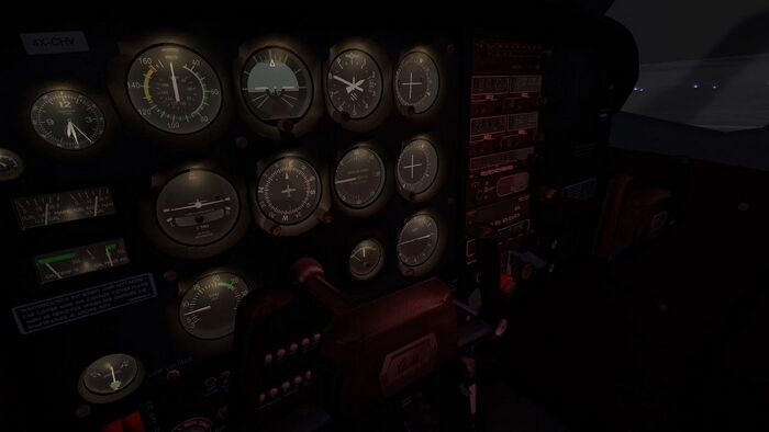 Cessna 172P cockpit at night