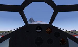 The Gee Bee's cockpit. Note the bad outside view, especially to the ground, as this shot was taken during taxi.