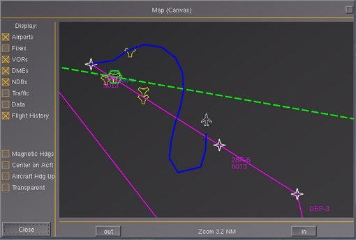 Philosopher's new FLT (flight path/history) layer for the MapStructure framework (flight path exposed to Nasal by TheTom)