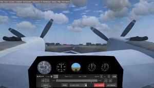 The pilot views the engines and the gear coming down