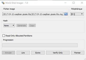 Win32DiskImager select img to burn & drive where SD card is loadedd