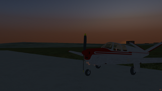 Beech Bonanza and sunrise. @FlightGear, @ALS: Sky coloring++
