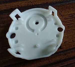 Inside view of the front cover. This is the path of the travel limit snubber.