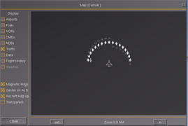 Scripted AI missiles used to populate the sky with independently-controlled AI objects, shown using the MapStructure TFC (traffic) layer (TCAS symbology).