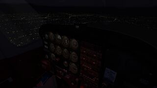 Night flight with dimmed post lights