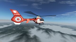 Deutsche Rettungsflugwacht above a sea of fog, where the tops of the Black Forrest looking out