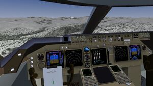 The cockpit of the 747-8i