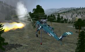 Discharging the water cannon at a wildfire
