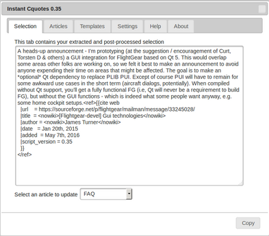 Instant cquotes: Revamped user interface exposes script internals to make the script better configurable at runtime