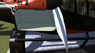 EC130 B4 wide luggage box open with animated gas strut