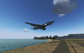 Low approach of a Boeing 747-400 at TNCM.
