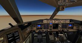 The cockpit of the Boeing 777-200ER