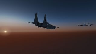 F 15C approaching refueling tanker