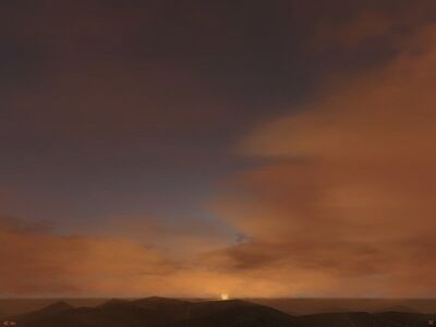 Mie scattering on thin clouds during sunrise, a bit later