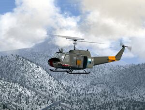 The "Huey" in flight